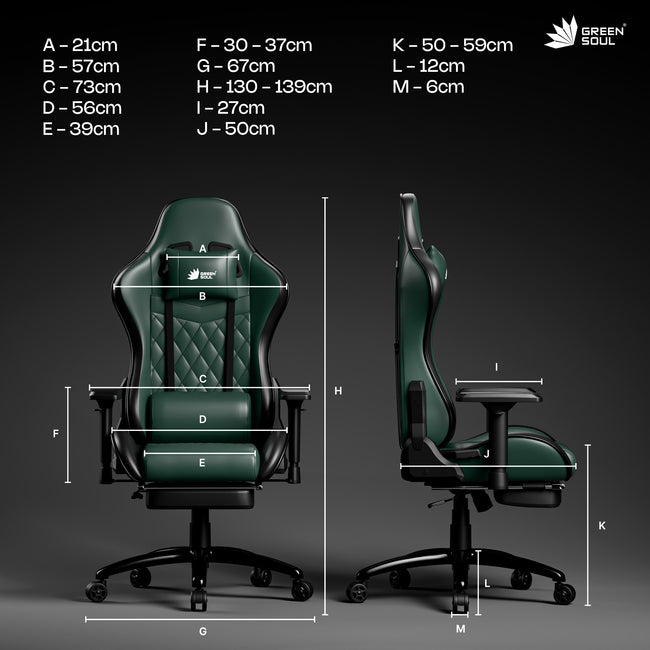 Green Soul Ghost Gaming Chair With Integrated Footrest