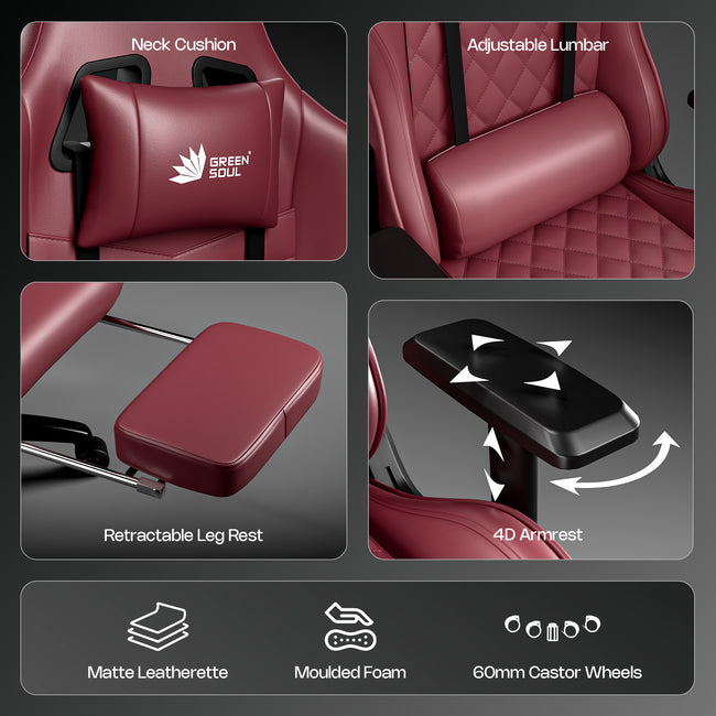 Green Soul Ghost Gaming Chair With Integrated Footrest