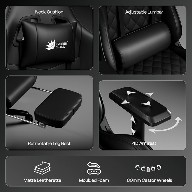 Green Soul Ghost Gaming Chair With Integrated Footrest