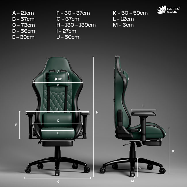 Green Soul Ghost Gaming Chair With Integrated Footrest