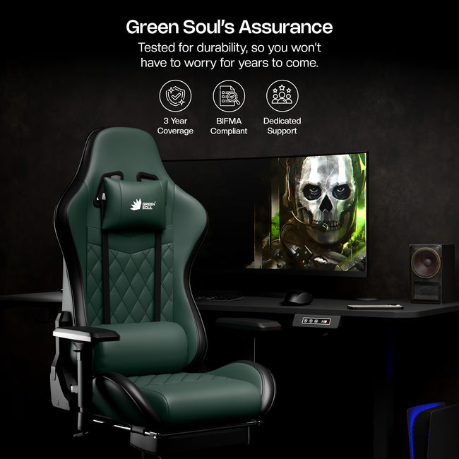 Green Soul Ghost Gaming Chair With Integrated Footrest