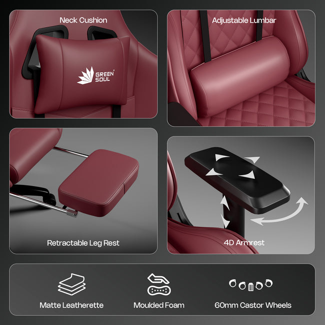 Green Soul Ghost Gaming Chair With Integrated Footrest