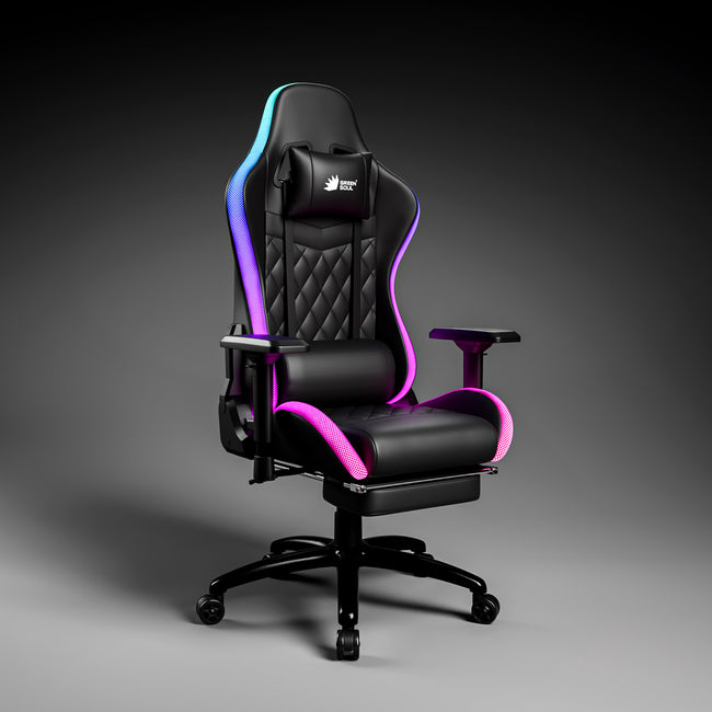 Green Soul Ghost RGB Ergonomic Gaming Chair Premium PU Leather Upholstery with Diamond Stitching