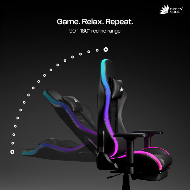 Green Soul Ghost RGB Ergonomic Gaming Chair Premium PU Leather Upholstery with Diamond Stitching