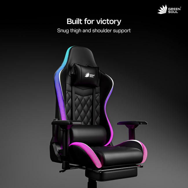 Green Soul Ghost RGB Ergonomic Gaming Chair Premium PU Leather Upholstery with Diamond Stitching