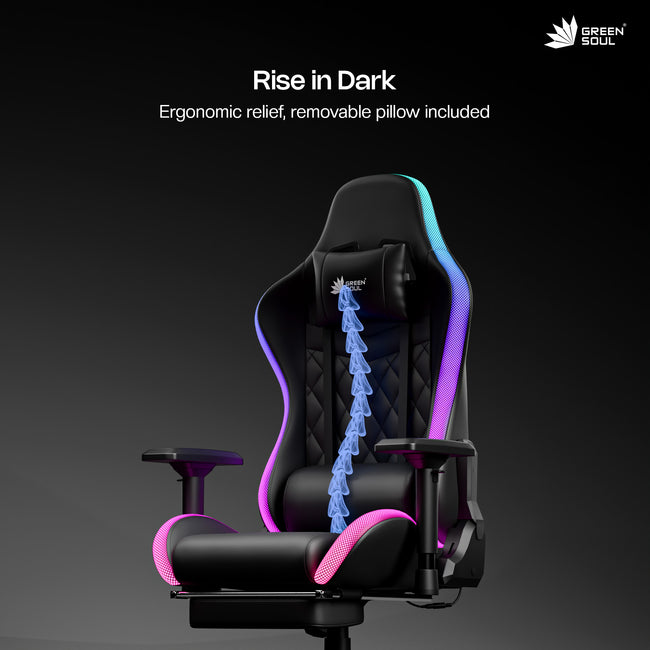 Green Soul Ghost RGB Ergonomic Gaming Chair Premium PU Leather Upholstery with Diamond Stitching