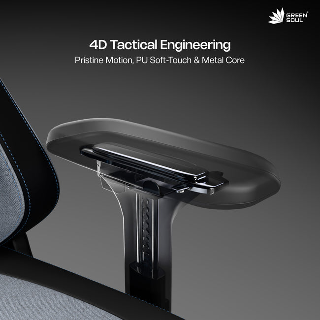 Green Soul Vision Pro V2 Premium Fabric 4D Armrests & Flat Wheelbase Ergonomic Gaming Chair