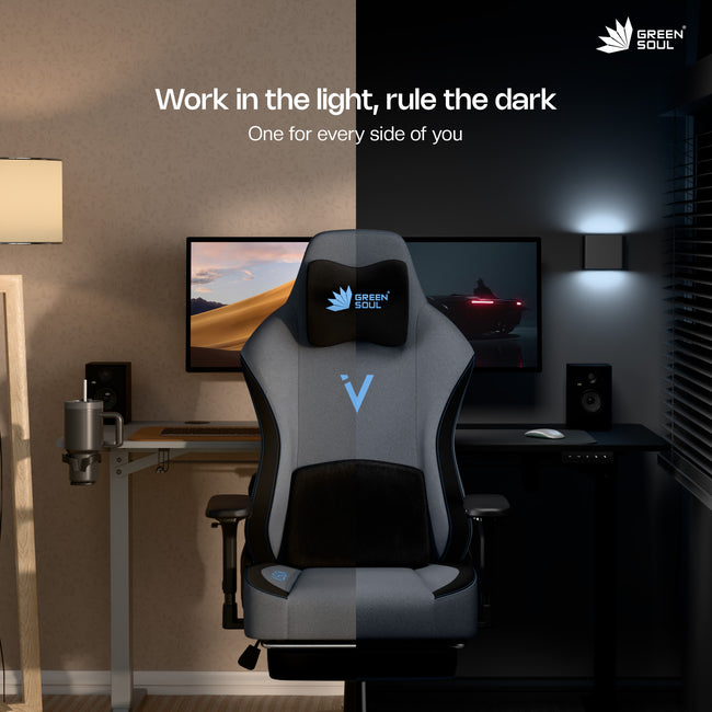 Green Soul Vision Pro V2 Premium Fabric 4D Armrests & Flat Wheelbase Ergonomic Gaming Chair