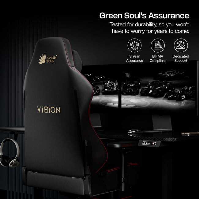 Green Soul Vision Pro V2 Premium Fabric 4D Armrests & Flat Wheelbase Ergonomic Gaming Chair