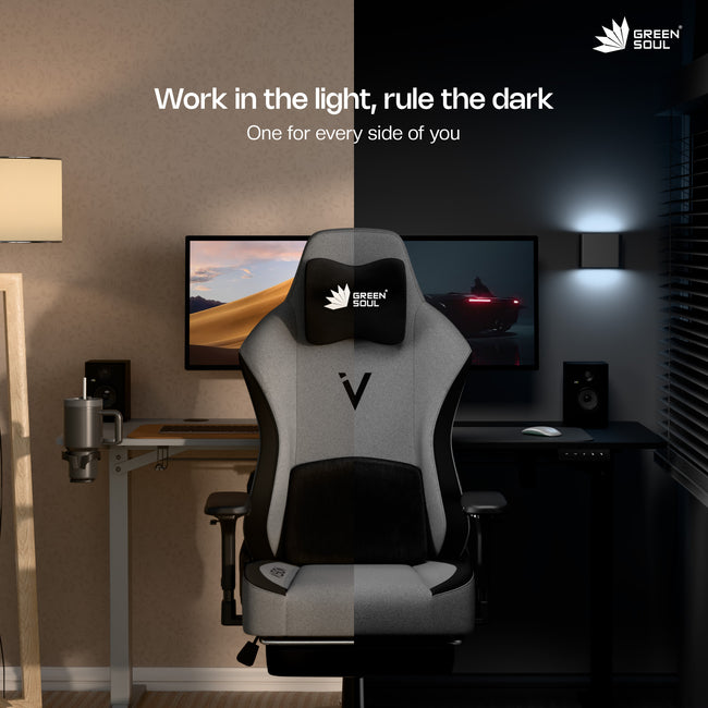 Green Soul Vision Pro V2 Premium Fabric 4D Armrests & Flat Wheelbase Ergonomic Gaming Chair