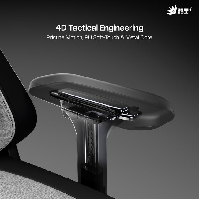 Green Soul Vision Pro V2 Premium Fabric 4D Armrests & Flat Wheelbase Ergonomic Gaming Chair
