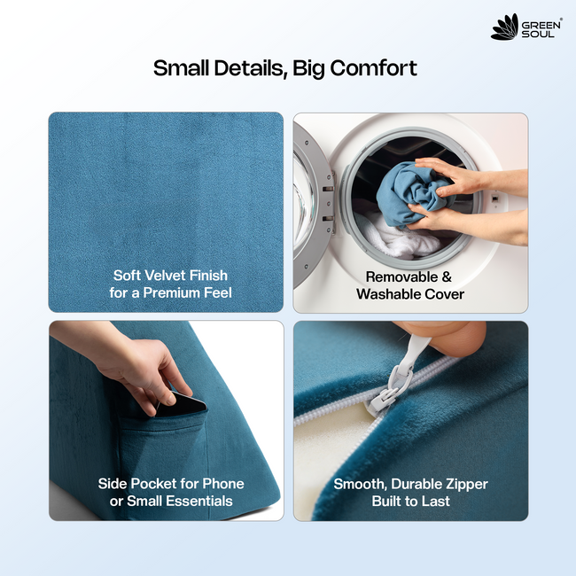 Green Soul ErgoCore Wedge Pillow Premium Memory Foam Wedge Cushion