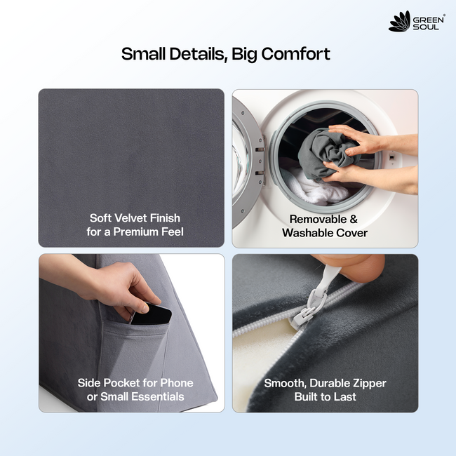 Green Soul ErgoCore Wedge Pillow Premium Memory Foam Wedge Cushion