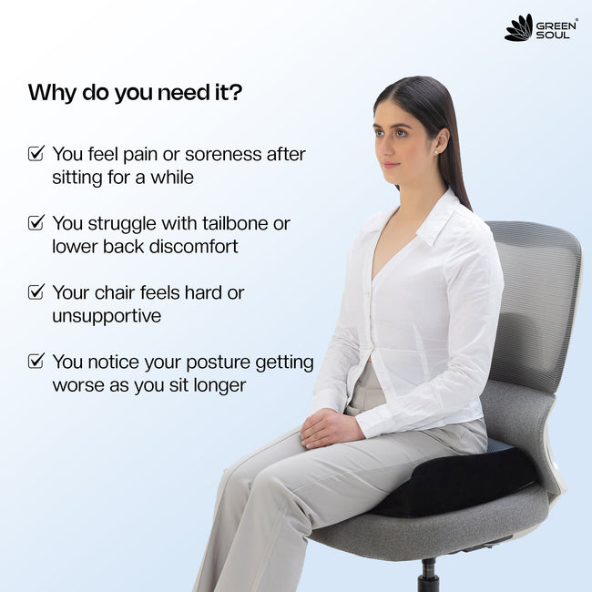 Green Soul ErgoCore Coccyx Seat Cushion for Tailbone Pain Relief