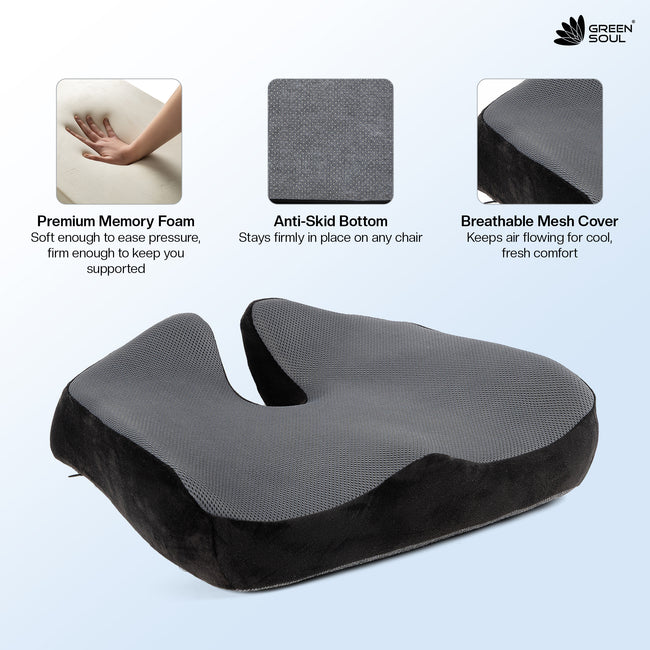 Green Soul ErgoCore Coccyx Seat Cushion for Tailbone Pain Relief