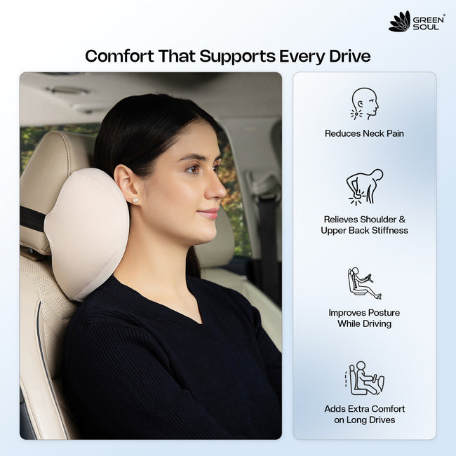 Green Soul ErgoCore Car Neck Rest Pillow (2.5 Inch) Memory Foam