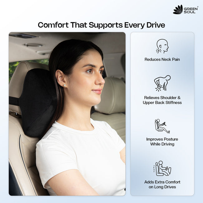 Green Soul ErgoCore Car Neck Rest Pillow (4 Inch) Memory Foam
