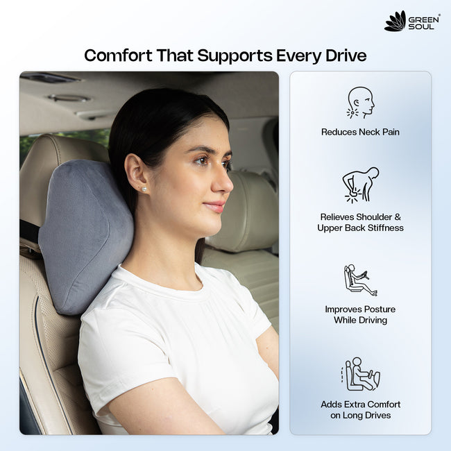 Green Soul ErgoCore Car Neck Rest Pillow (4 Inch) Memory Foam