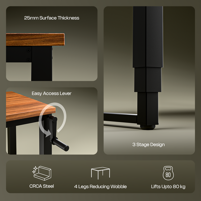Green Soul Rise (5ft) Manual Height Adjustable Table
