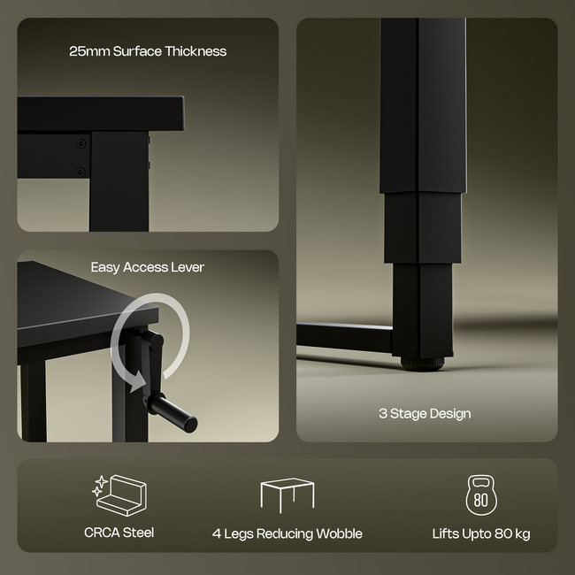 Green Soul Rise (5ft) Manual Height Adjustable Table