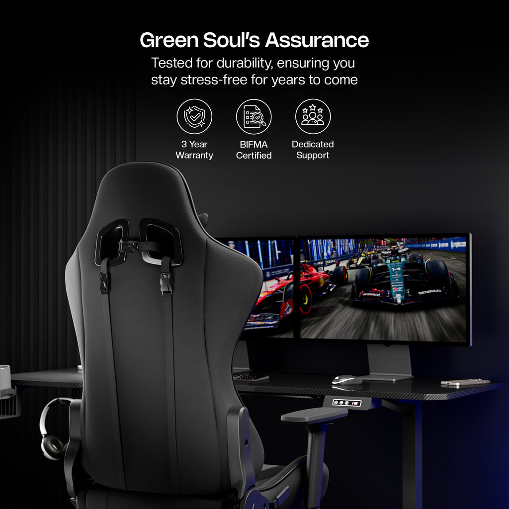 Raptor Pro (Fabric) Gaming Chair - Racing Edition with Footrest | Green ...