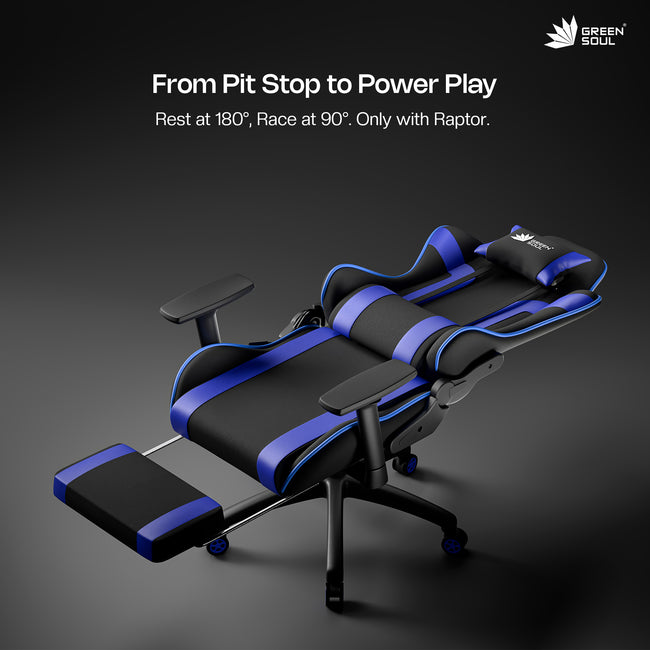 Pro Raptor Massager Raptor Pro (Fabric) Gaming Chair - Racing Edition with Footrest | Green ...