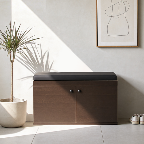 Fortuna 2 Door Shoe Rack with Seating 6 Shelves, 2 Doors Stores up to 12 Pair of Shoes