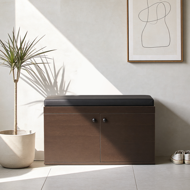 Fortuna 2 Door Shoe Rack with Seating 6 Shelves, 2 Doors Stores up to 12 Pair of Shoes