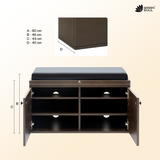 Fortuna 2 Door Shoe Rack with Seating 6 Shelves, 2 Doors Stores up to 12 Pair of Shoes