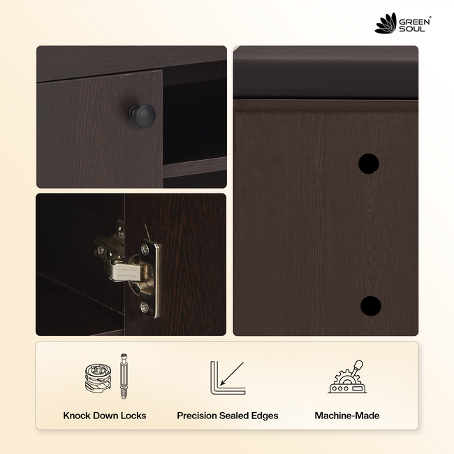 Fortuna 2 Door Shoe Rack with Seating 6 Shelves, 2 Doors Stores up to 12 Pair of Shoes