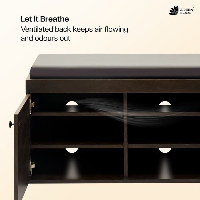 Fortuna 2 Door Shoe Rack with Seating 6 Shelves, 2 Doors Stores up to 12 Pair of Shoes