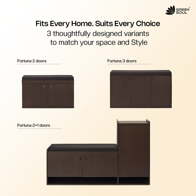 Fortuna 2 Door Shoe Rack with Seating 6 Shelves, 2 Doors Stores up to 12 Pair of Shoes