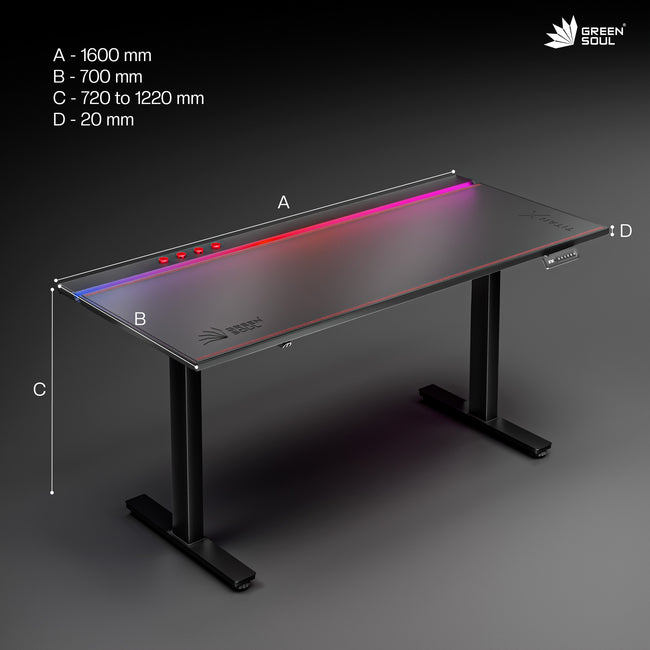 Green Soul Titan X Gaming Height Adjustable Table (Magnetic Wire Routing)
