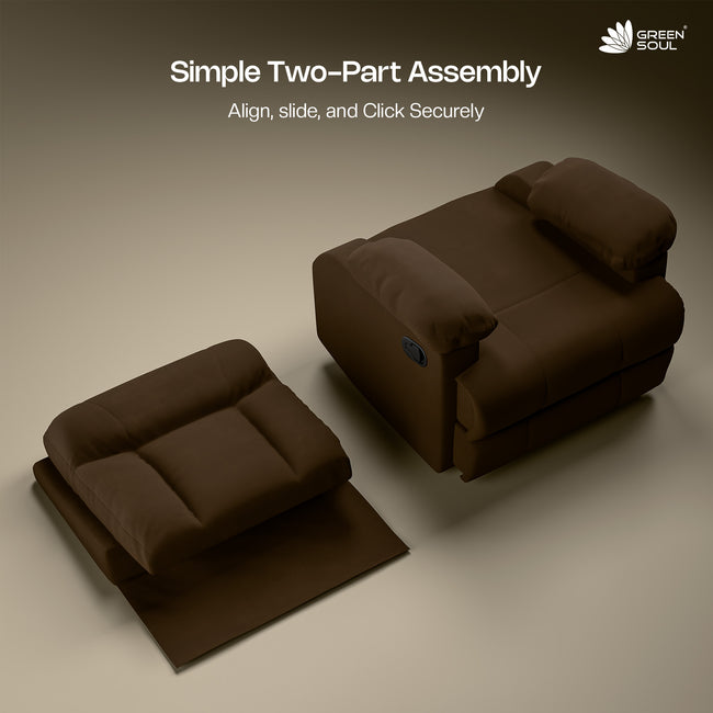 Green Soul  Cloud Single Seater Manual Recliner Sofa