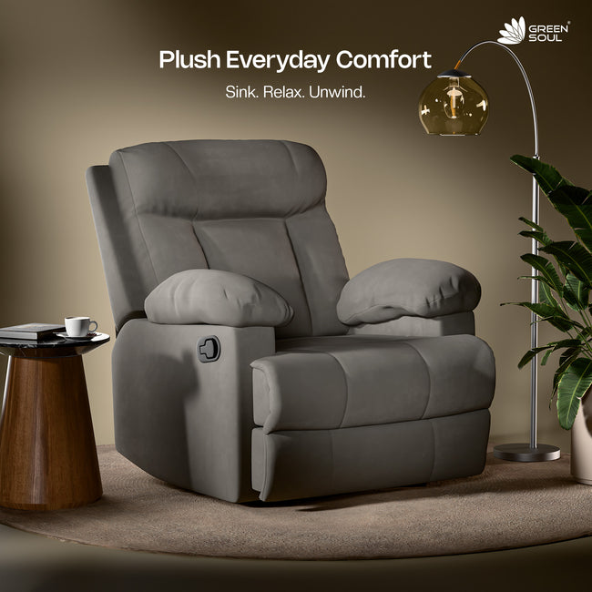 Green Soul  Cloud Single Seater Manual Recliner Sofa