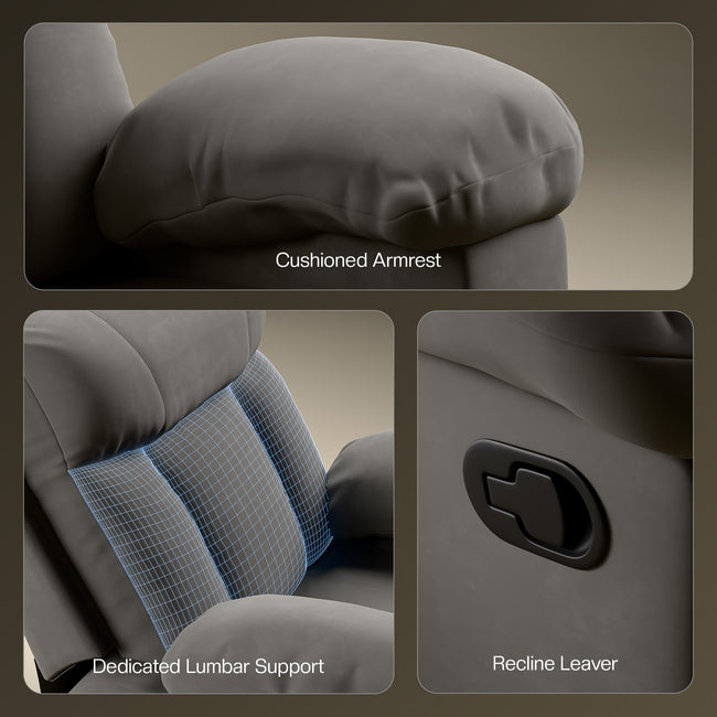 Green Soul  Cloud Single Seater Manual Recliner Sofa