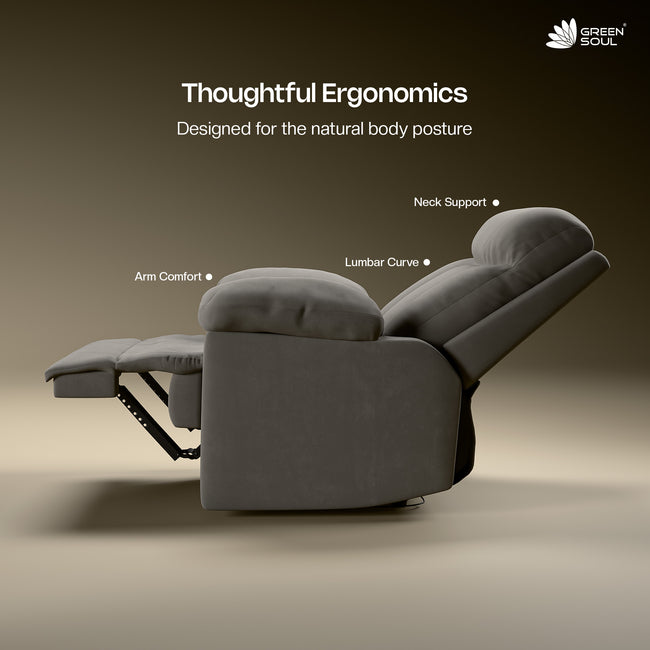 Green Soul  Cloud Single Seater Manual Recliner Sofa