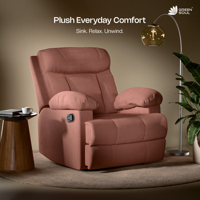 Green Soul  Cloud Single Seater Manual Recliner Sofa