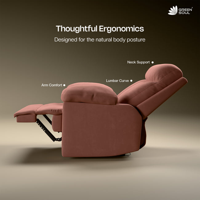 Green Soul  Cloud Single Seater Manual Recliner Sofa