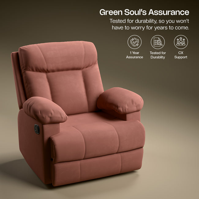 Green Soul  Cloud Single Seater Manual Recliner Sofa
