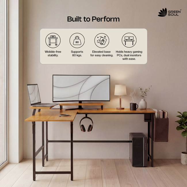 Green Soul Summit L-Shaped Computer Table for Home