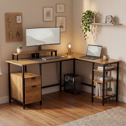 Green Soul Aspire L-Shaped Study Table for Home and Office
