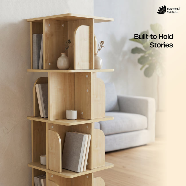 Green Soul BookNest Engineered Wood Rotating Book Shelf