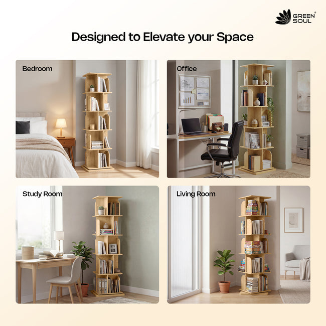 Green Soul BookNest Engineered Wood Rotating Book Shelf
