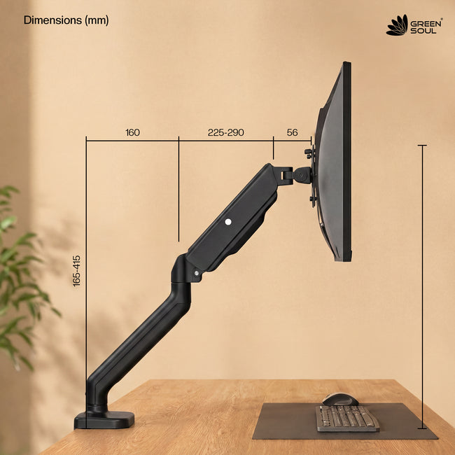 Green Soul Single Monitor Gas Spring Stand Fits 13-32" Screen 9Kg Weight Capacity