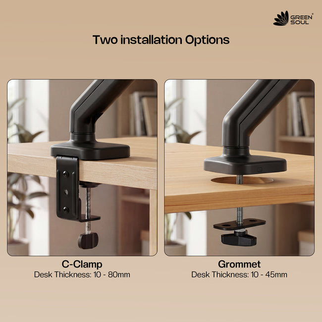 Green Soul Single Monitor Gas Spring Stand Fits 13-32" Screen 9Kg Weight Capacity