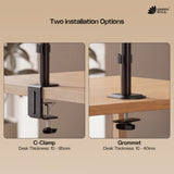 Green Soul Single Monitor Height Adjustable Stand Fits 13-32" Screen 9Kg Weight Capacity