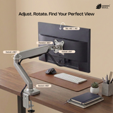 Green Soul Heavy Duty Single Monitor Gas Spring Stand Fits 17-45" Screen-15Kg Weight Capacity