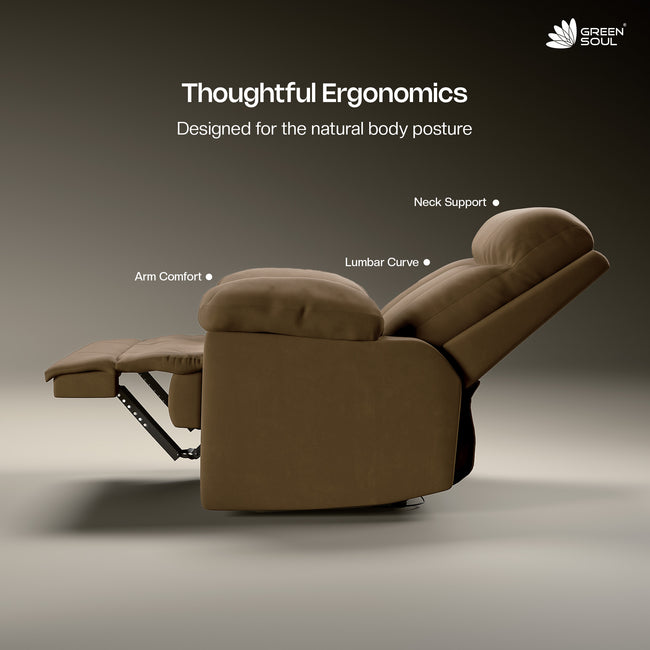 Green Soul  Cloud Single Seater Manual Recliner Sofa