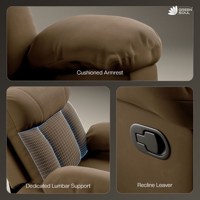 Green Soul  Cloud Single Seater Manual Recliner Sofa